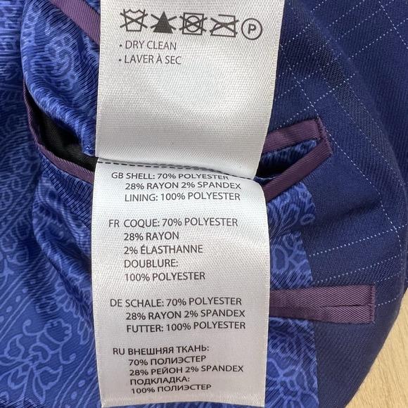 OAK HILL Big & Tall Blazer Mens 4XL (58-60R) Polyester Blend Stretch Navy/Black - Picture 10 of 12